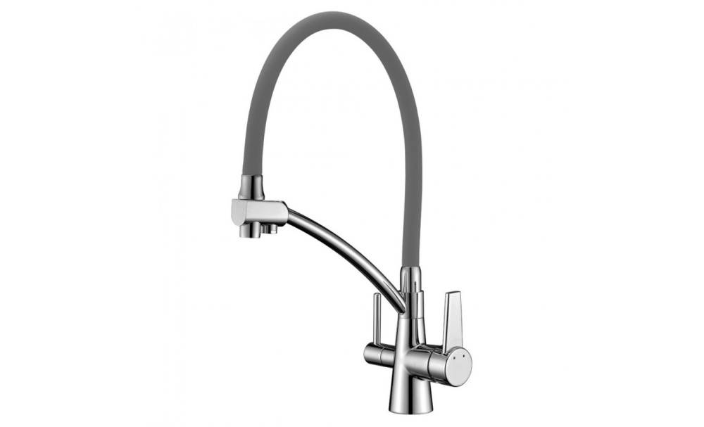 LM3071C-Gray Комфорт Смеситель для кухни, с гибким изливом, с подключением к фильтру питьевой воды